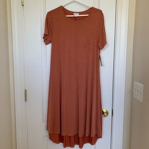 LuLaRoe Carly Dress: S Muted Orange Solid